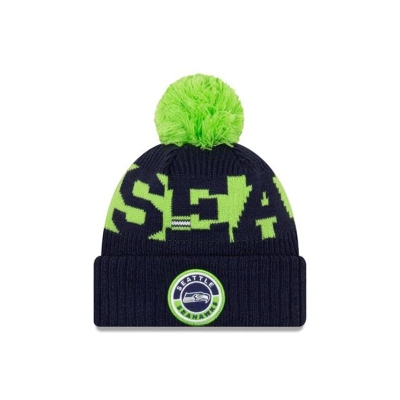 Seattle Seahawks Gorra | New Era NFL Cold Weather Sport Knit Beanie Mexico - Azules